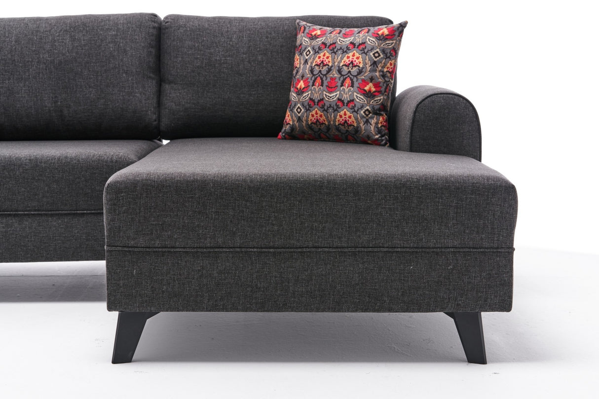 Schlafsofa Anthrazitfarbener Stoff – U-Sofa – XXL 300 x 202 x 152 cm – Belen