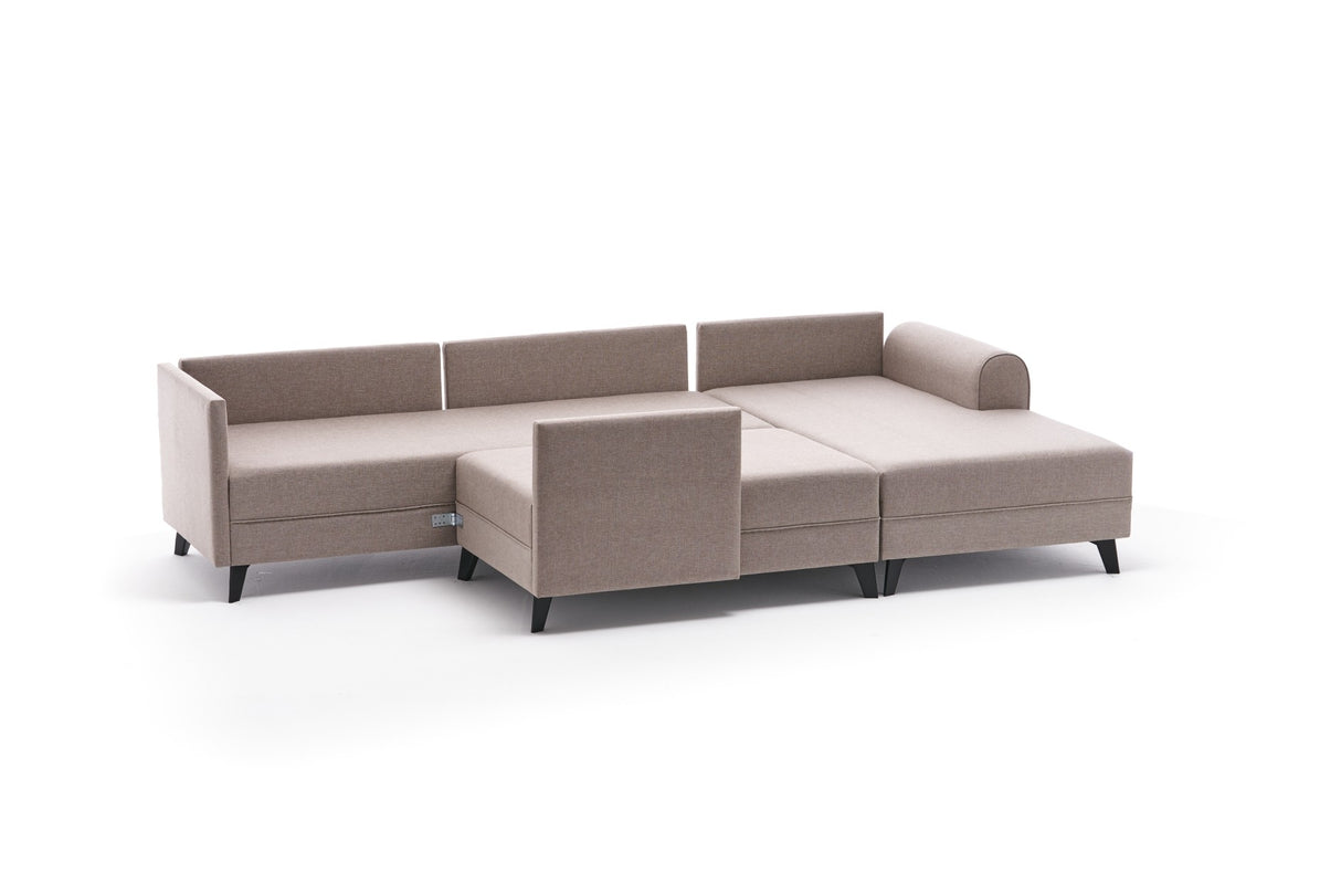 Schlafsofa Beiger Stoff – U-Sofa – XXL 300 x 202 x 152 cm – Belen