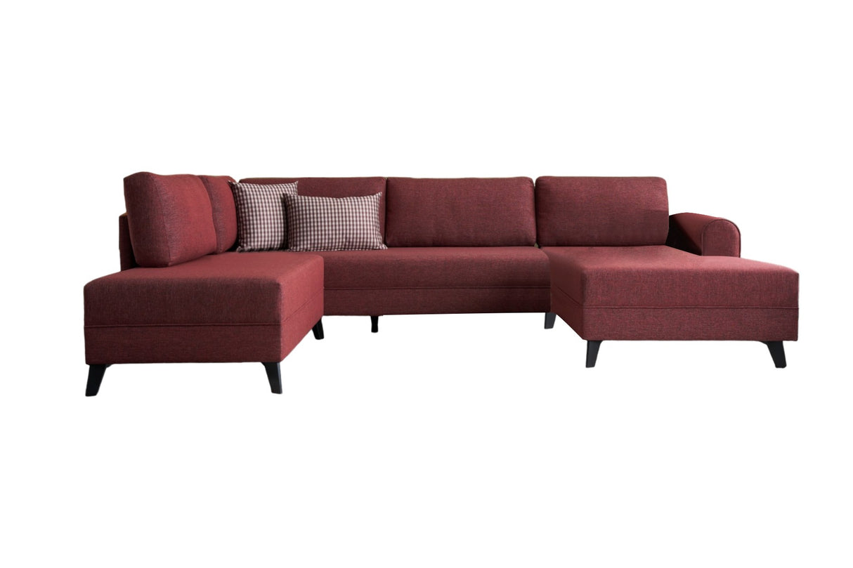 Schlafsofa Roter Stoff - U-Sofa - XXL 300x202x152cm - Belen