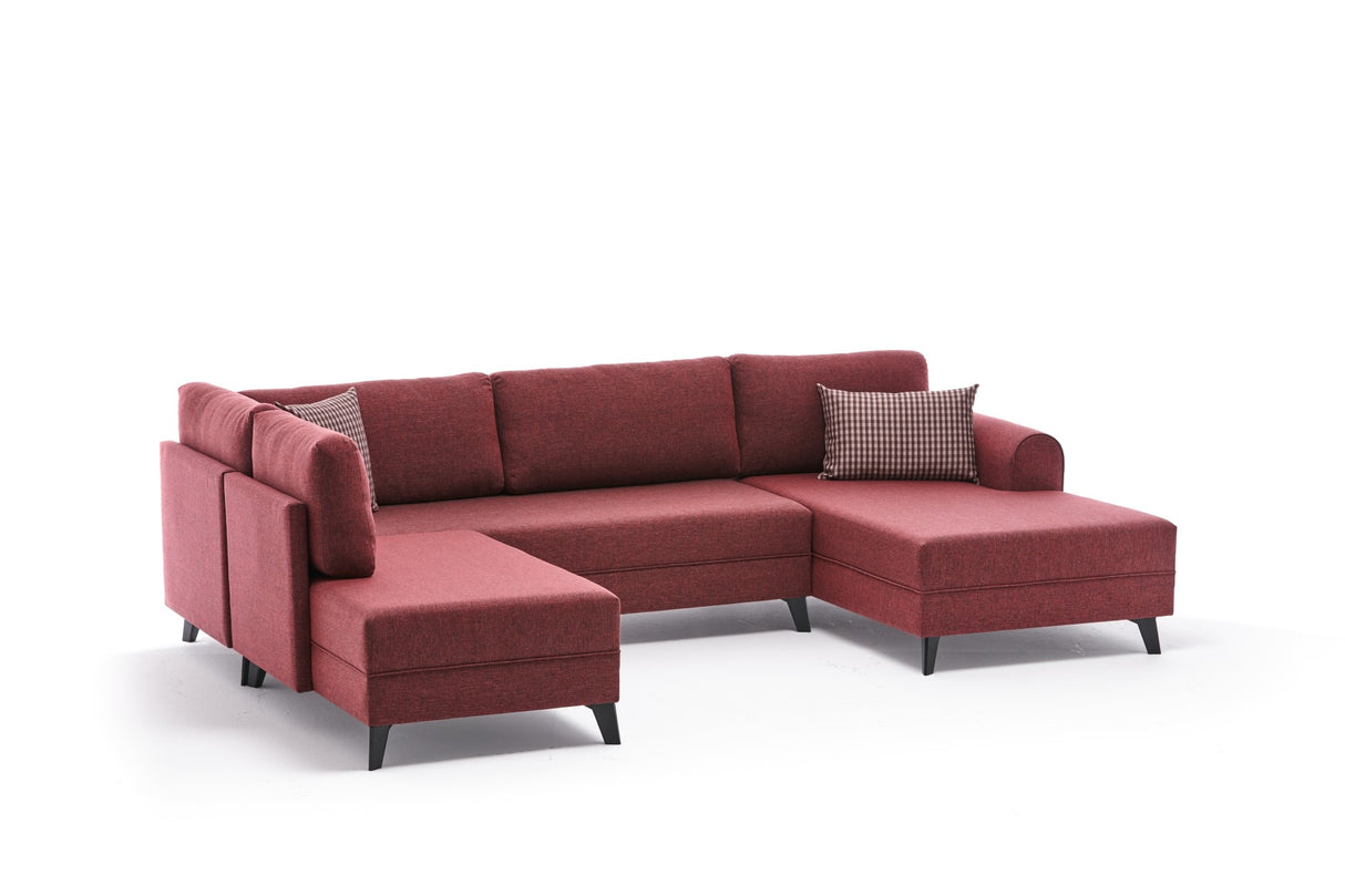 Schlafsofa Roter Stoff - U-Sofa - XXL 300x202x152cm - Belen