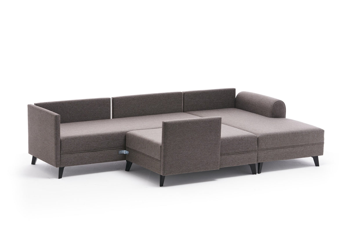 Schlafsofa Taupefarbener Stoff – U-Sofa – XXL 300 x 202 x 152 cm – Belen