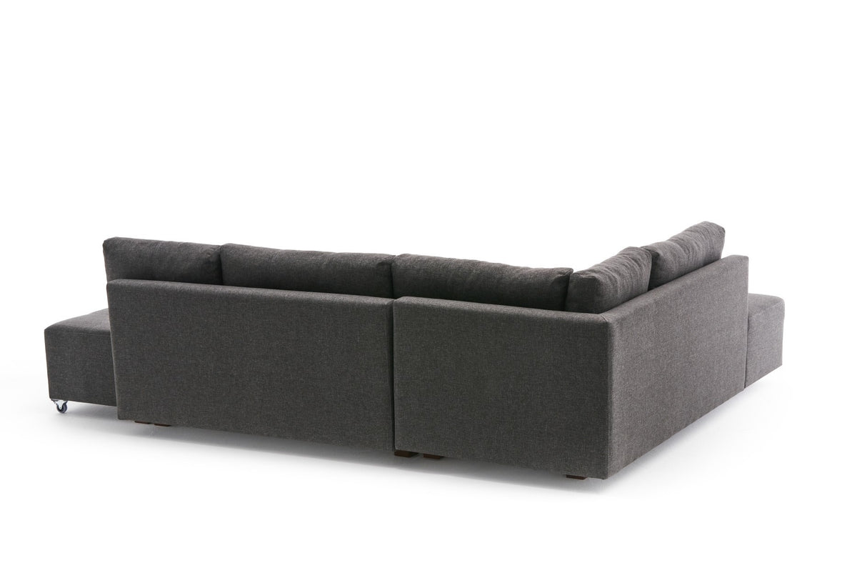 Schlafsofa anthrazitfarbener Stoff – XL 280 × 206 cm – mit Rollen – Links – Manama