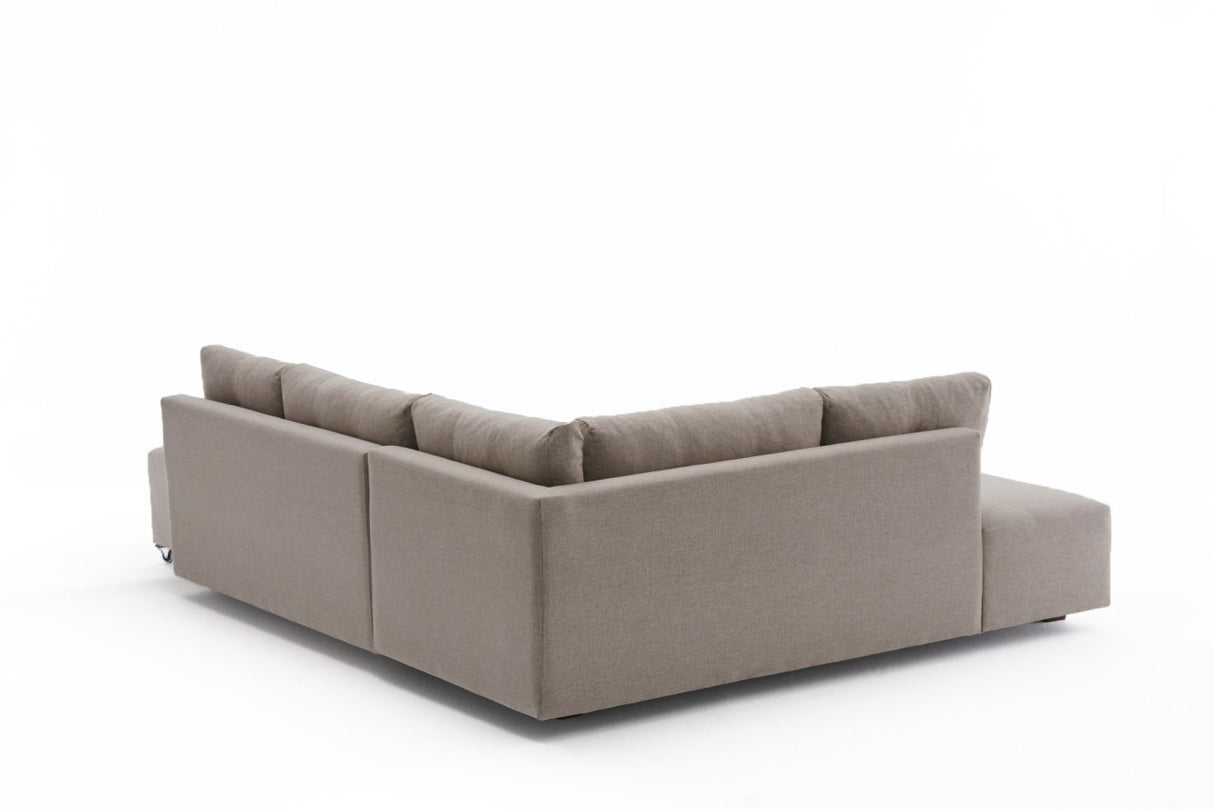 Schlafsofa taupefarbener Stoff – XL 280 × 206 cm – mit Rollen – Links – Manama