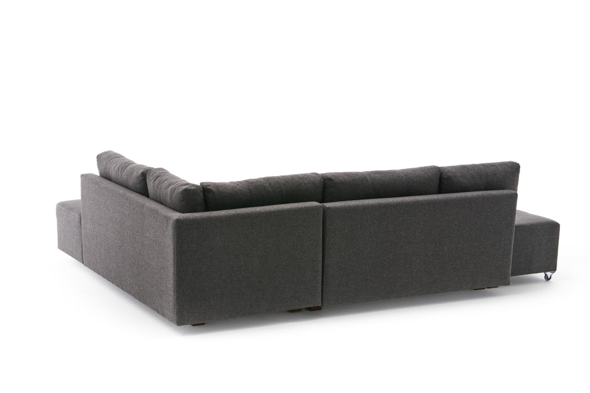 Schlafsofa anthrazitfarbener Stoff – XL 280 × 206 cm – mit Rollen – Rechts – Manama