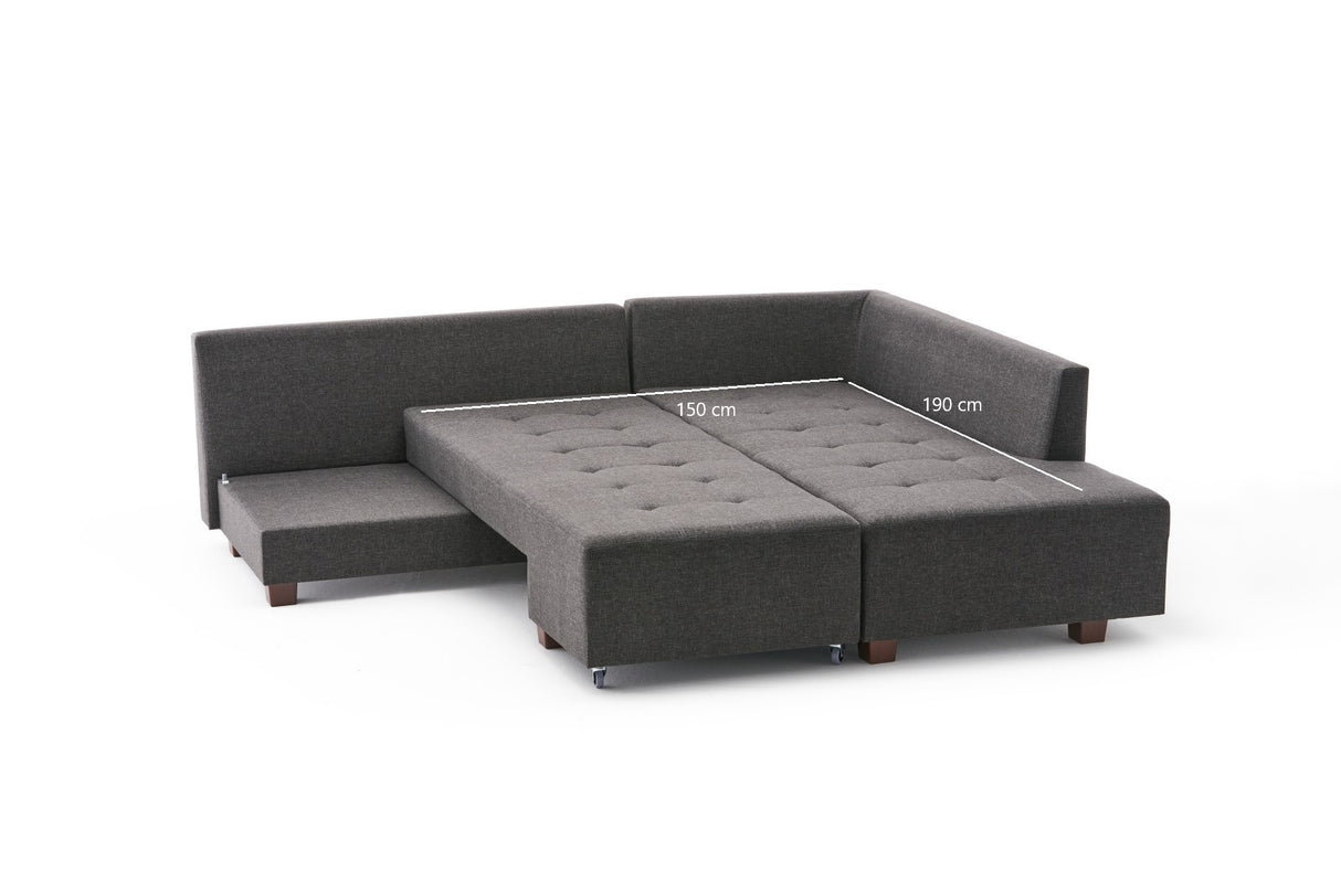 Schlafsofa anthrazitfarbener Stoff – XL 280 × 206 cm – mit Rollen – Rechts – Manama
