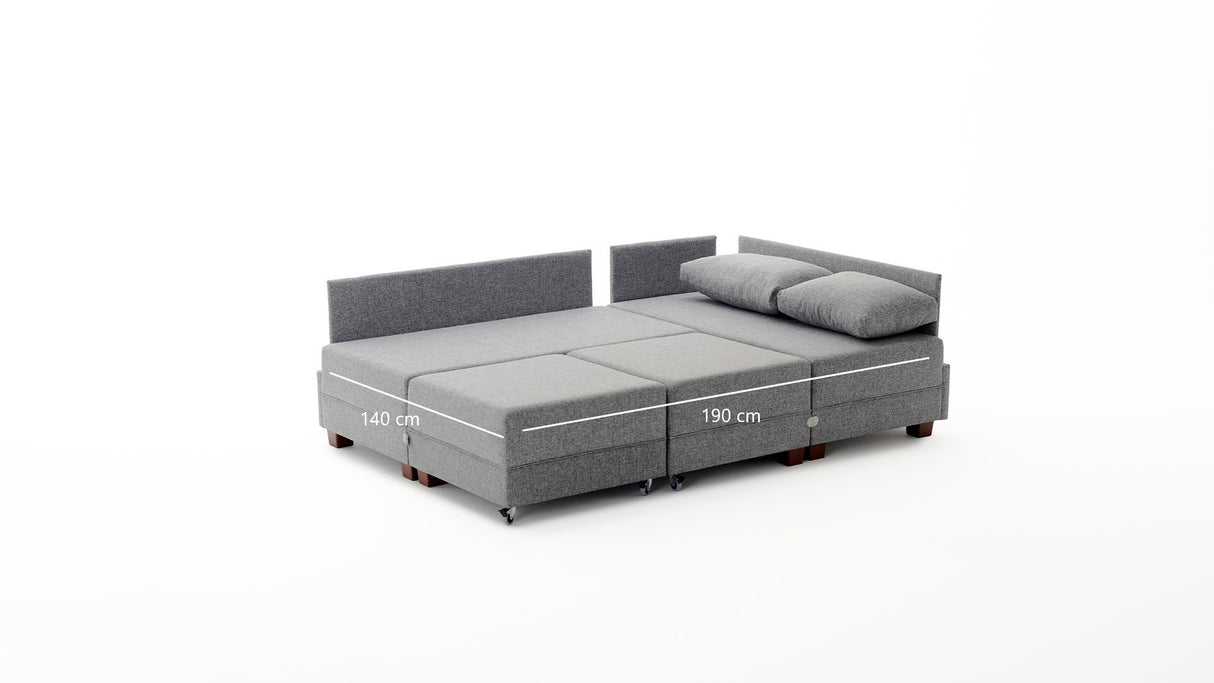 Banken - Slaapbank champagne stof - XXL 280 x 210 - Rechts - Fly - Dimehouse