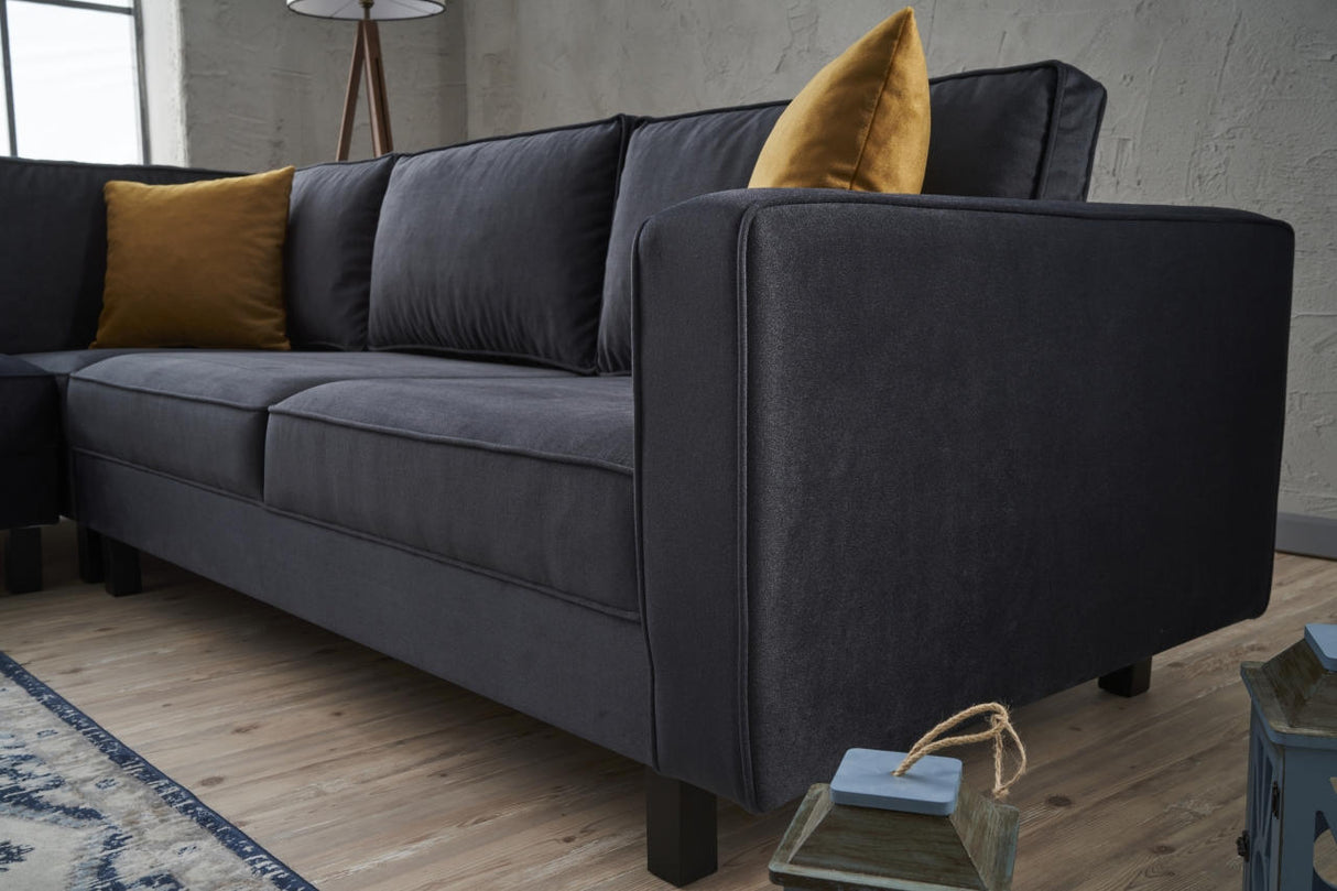 Ecksofa Kale Velvet Anthrazit - fünf Personen