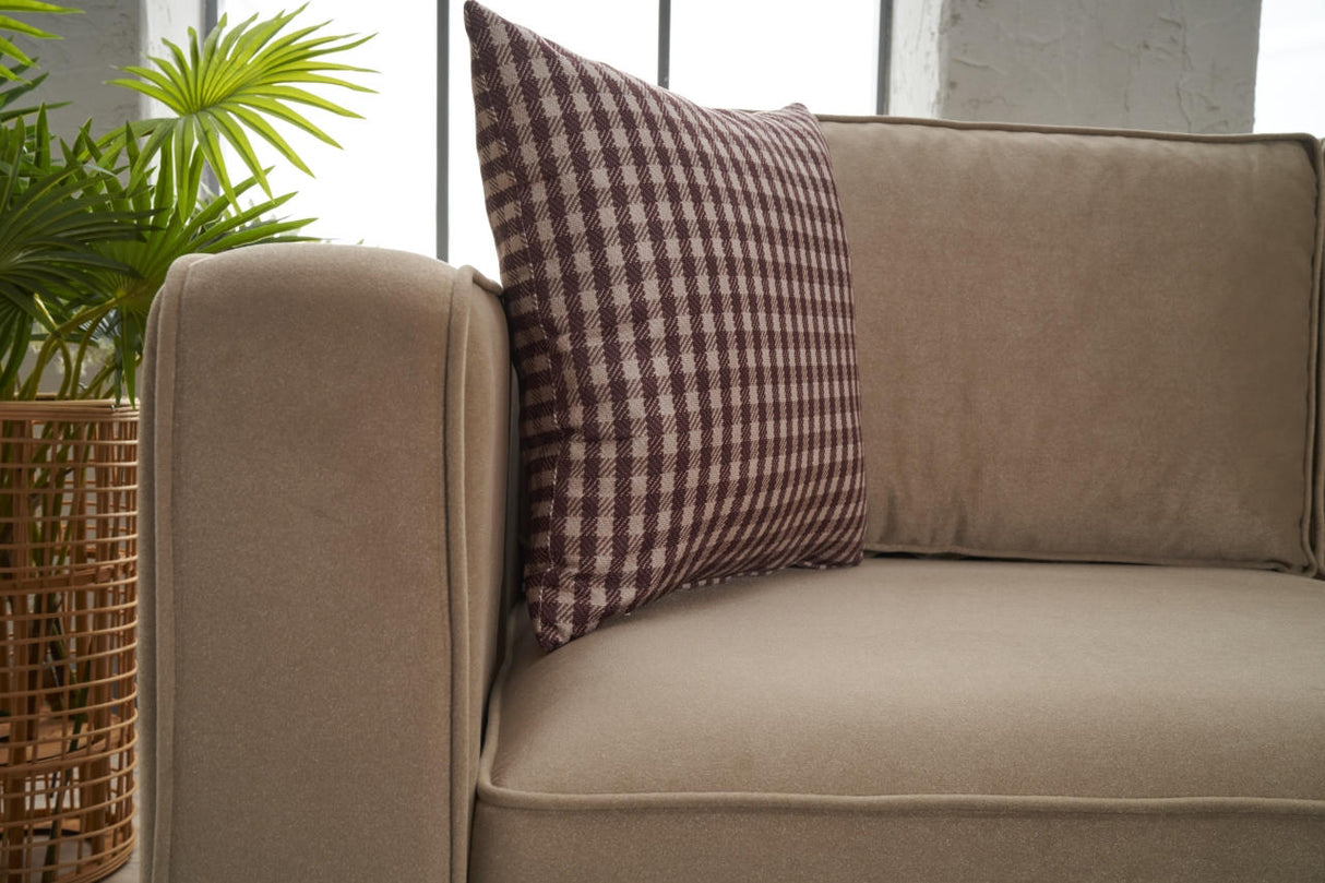 Ecksofa Kale Velvet Crème - fünf Personen