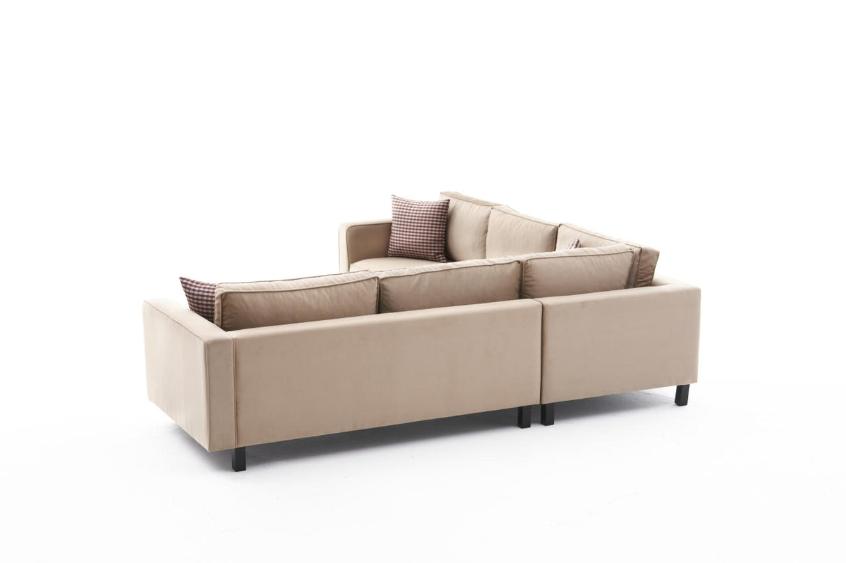 Ecksofa Kale Velvet Crème - fünf Personen