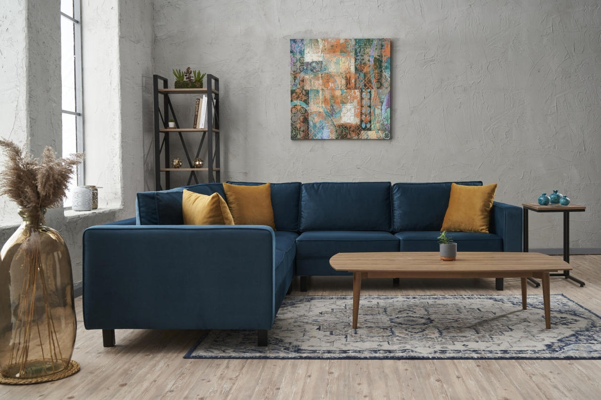 Ecksofa Kale Velvet Blau