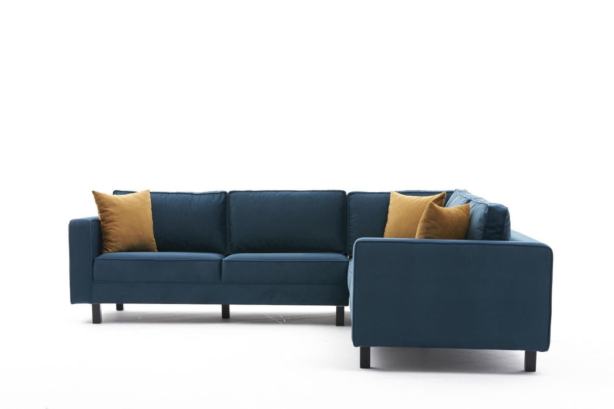 Ecksofa Kale Velvet Blau