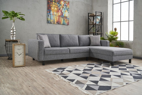 Ecksofa Rechts Nackter Stoff Grau