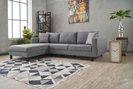 Ecksofa Links Glattes Gewebe Grau