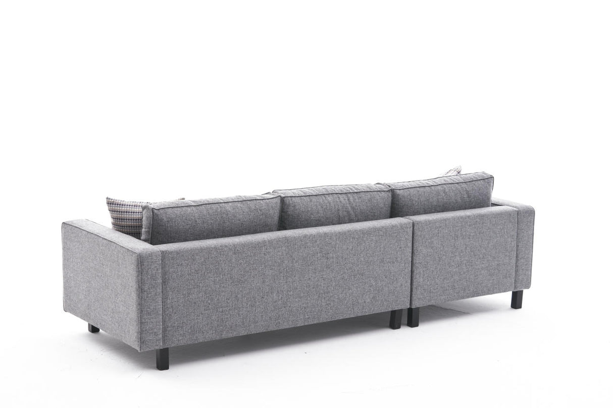 Ecksofa Links Glattes Gewebe Grau