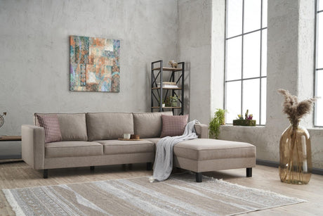 Ecksofa Rechts Kahl Stoff Crème