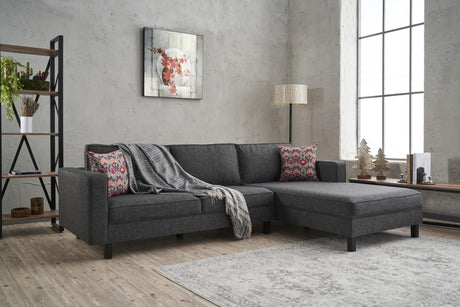 Ecksofa Rechts Kahl Stoff Anthrazit