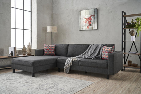 Ecksofa Links Glattes Gewebe Anthrazit