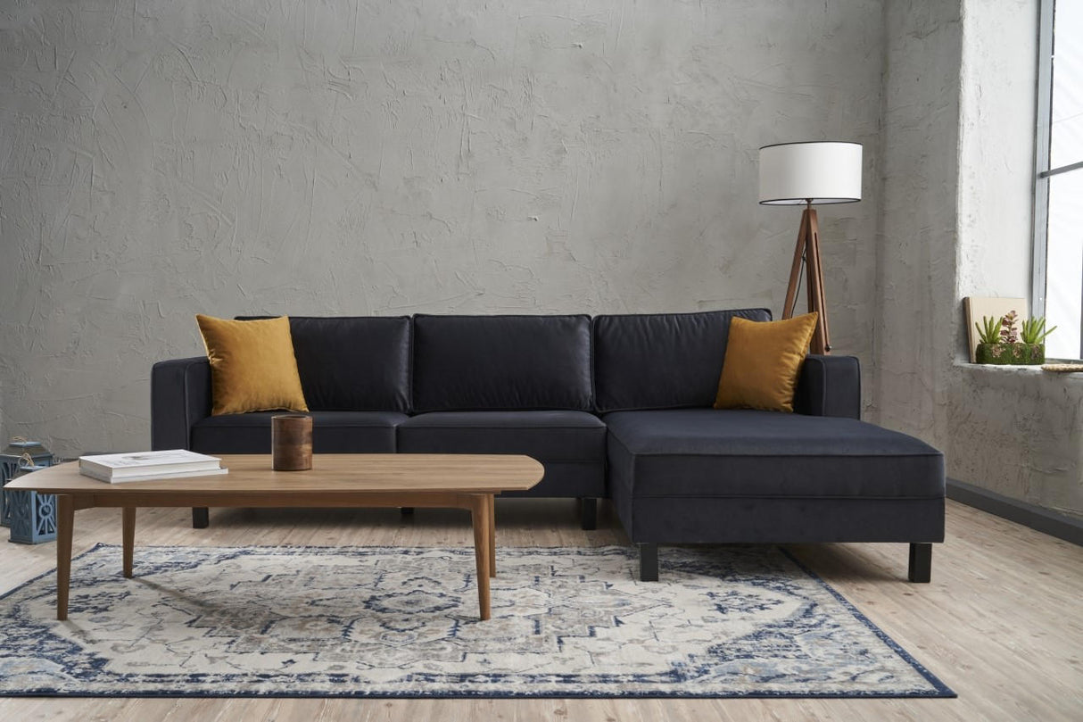 Ecksofa Rechts Kahl Velvet Anthrazit