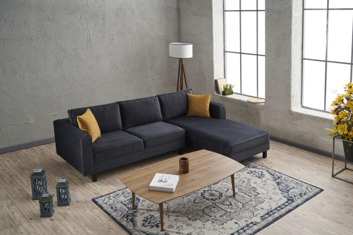 Ecksofa Rechts Kahl Velvet Anthrazit