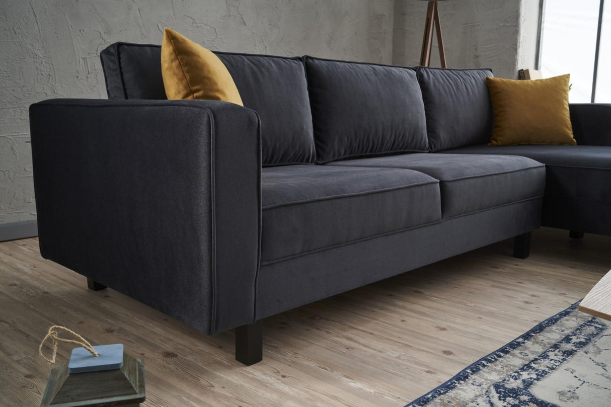 Ecksofa Rechts Kahl Velvet Anthrazit