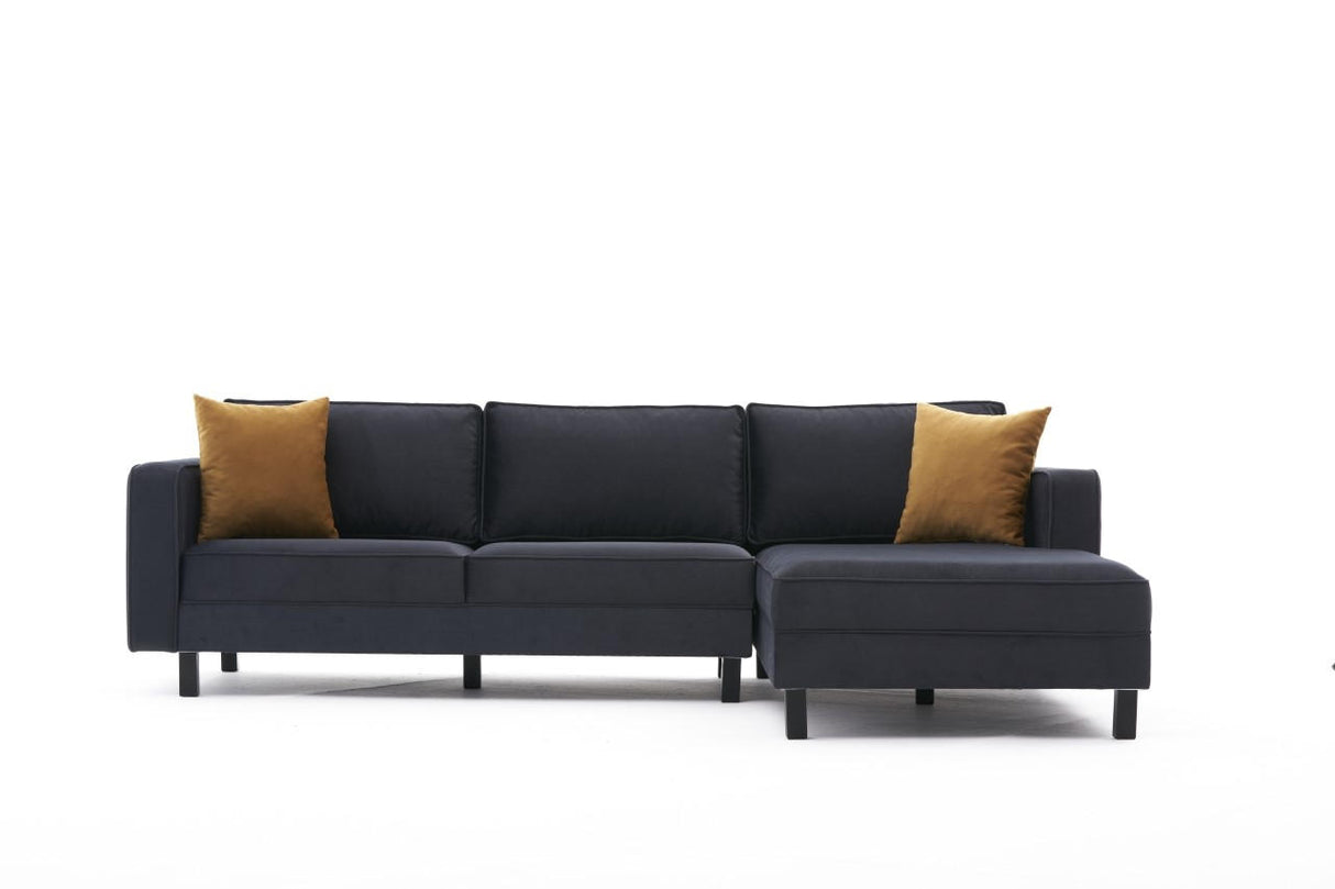 Ecksofa Rechts Kahl Velvet Anthrazit