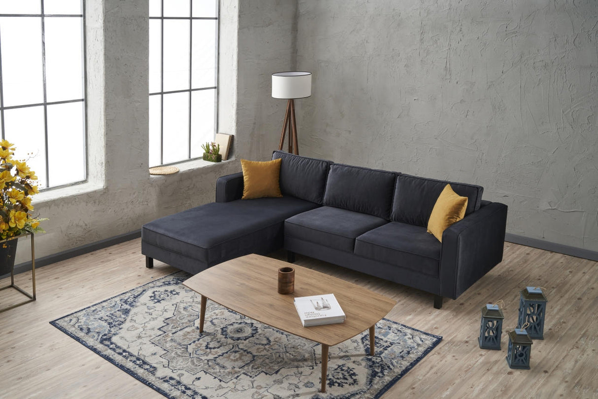 Ecksofa Links Kahl Velvet Anthrazit
