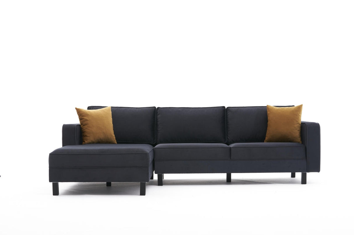 Ecksofa Links Kahl Velvet Anthrazit