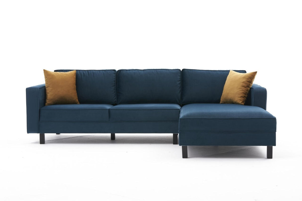 Ecksofa Rechts Kale Velvet Marine Blau