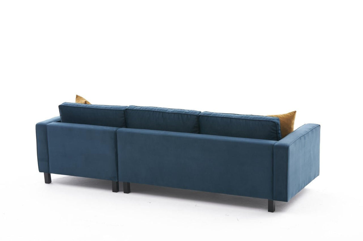 Ecksofa Rechts Kale Velvet Marine Blau