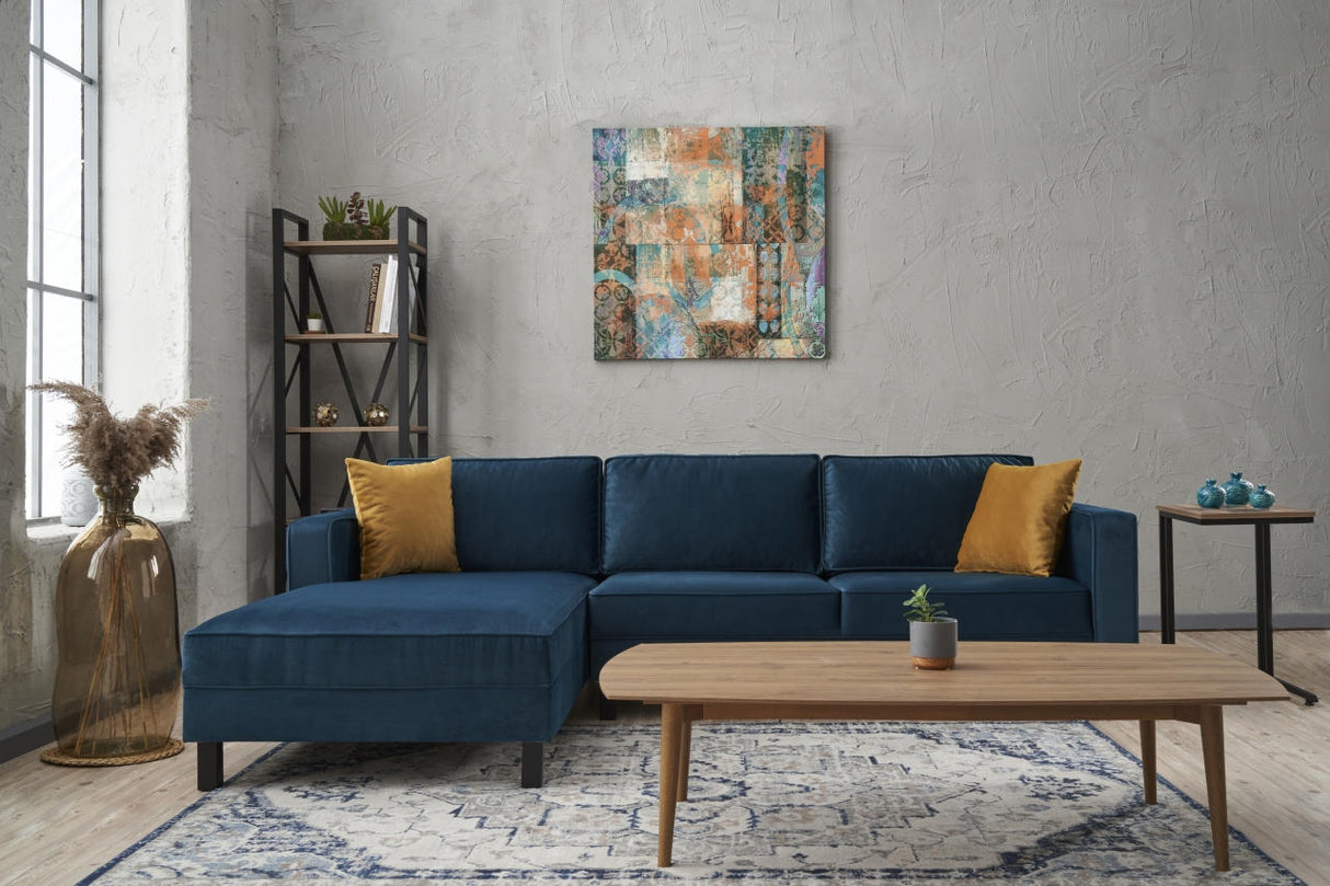 Ecksofa Links Kale Velvet Marineblau