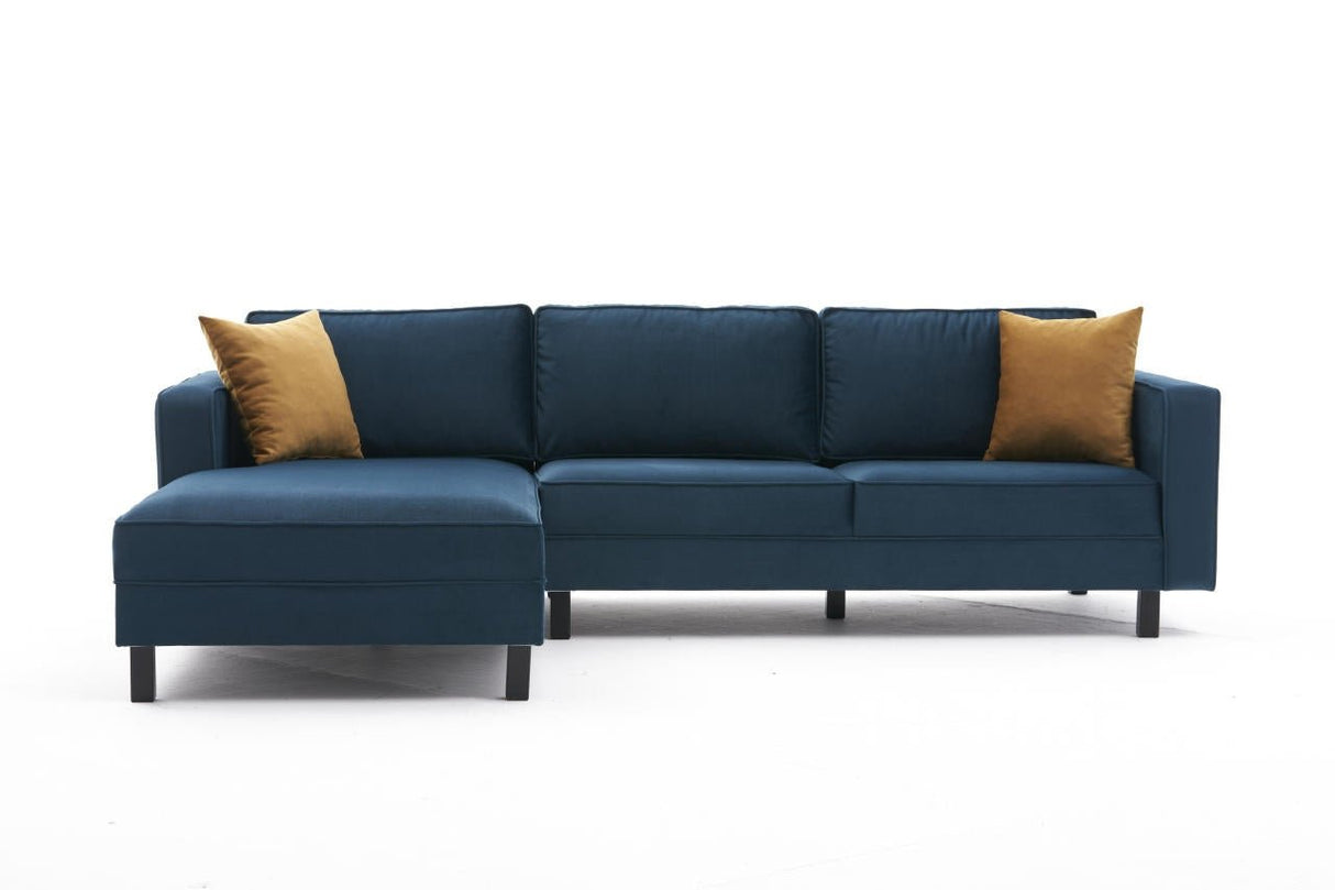 Ecksofa Links Kale Velvet Marineblau