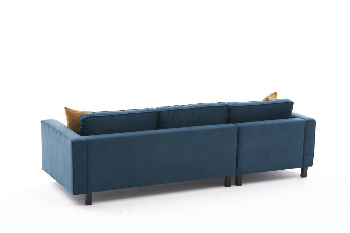 Ecksofa Links Kale Velvet Marineblau