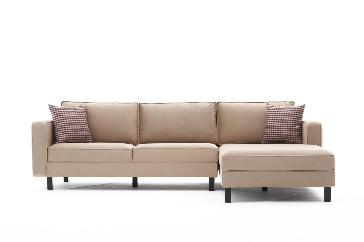 Ecksofa Rechts Kahl Velvet Crème