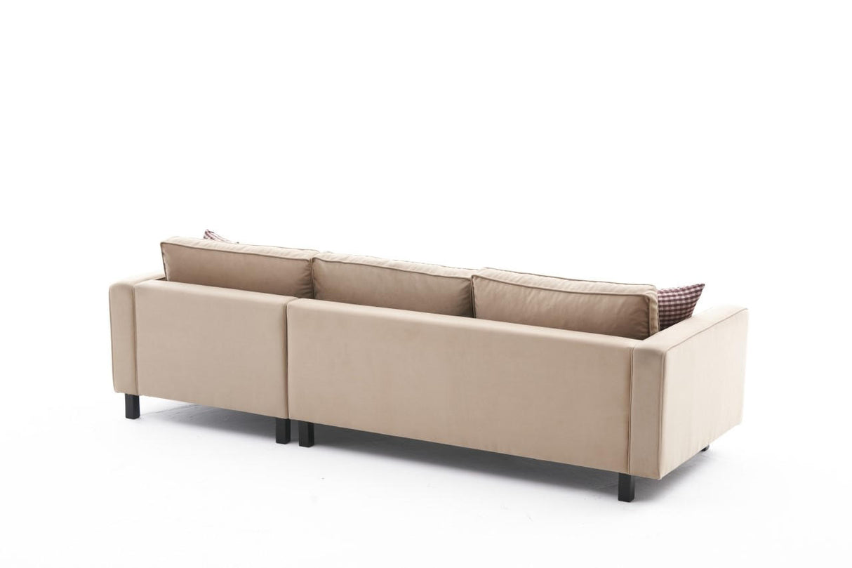 Ecksofa Rechts Kahl Velvet Crème