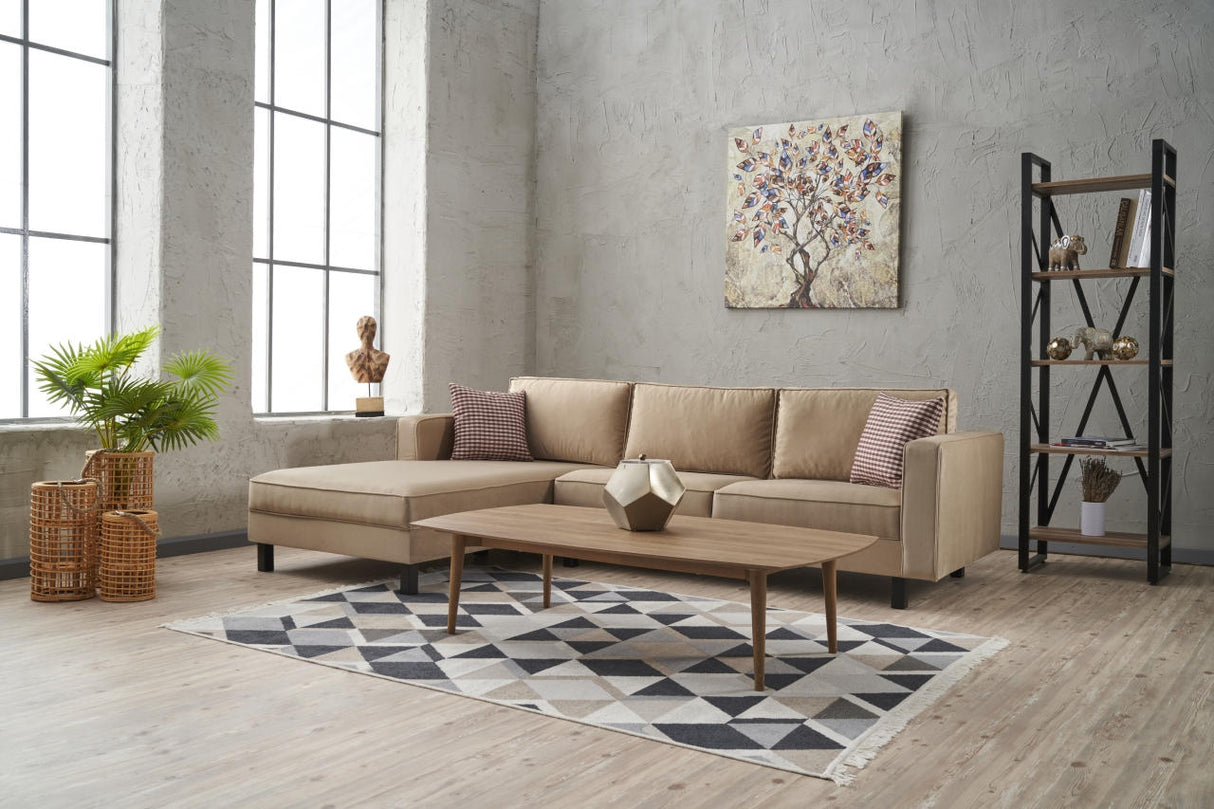 Ecksofa Links Kahl Velvet Crème