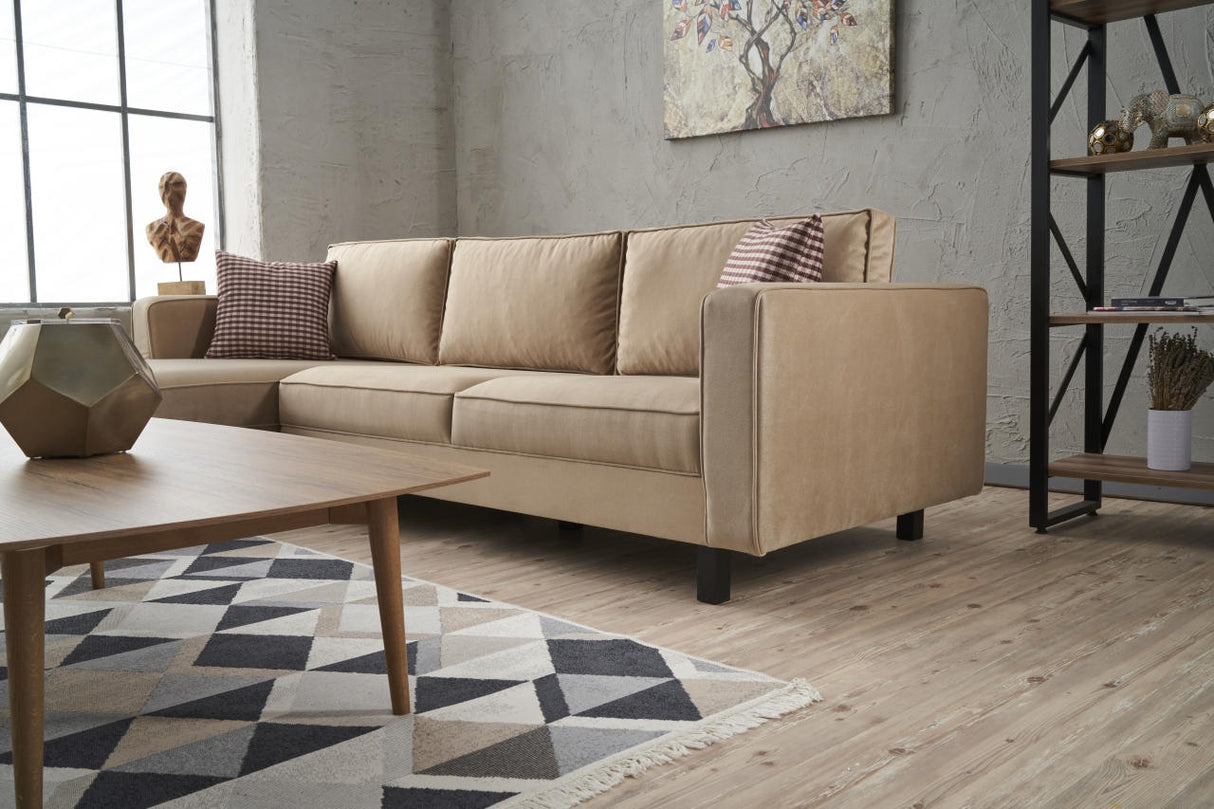 Ecksofa Links Kahl Velvet Crème