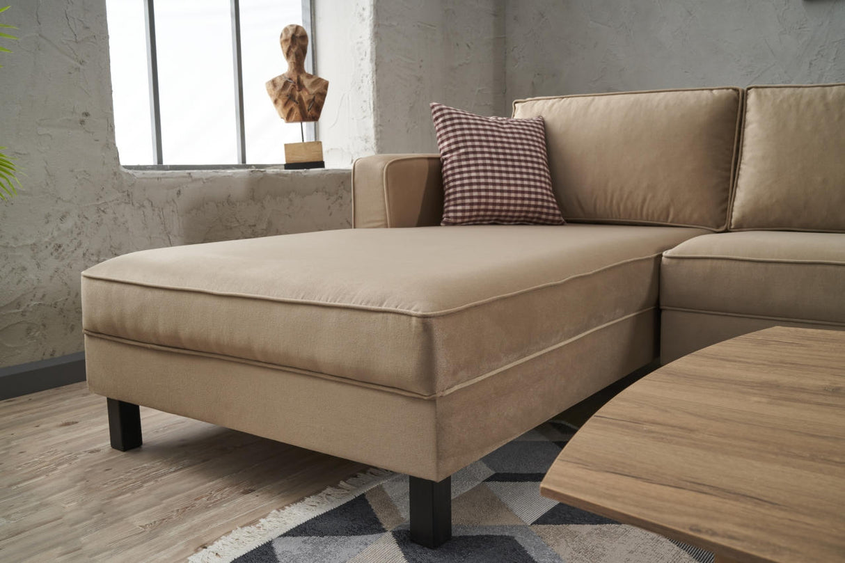 Ecksofa Links Kahl Velvet Crème