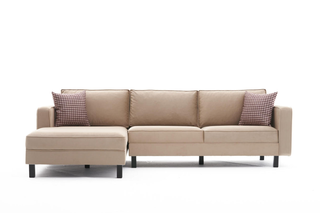 Ecksofa Links Kahl Velvet Crème