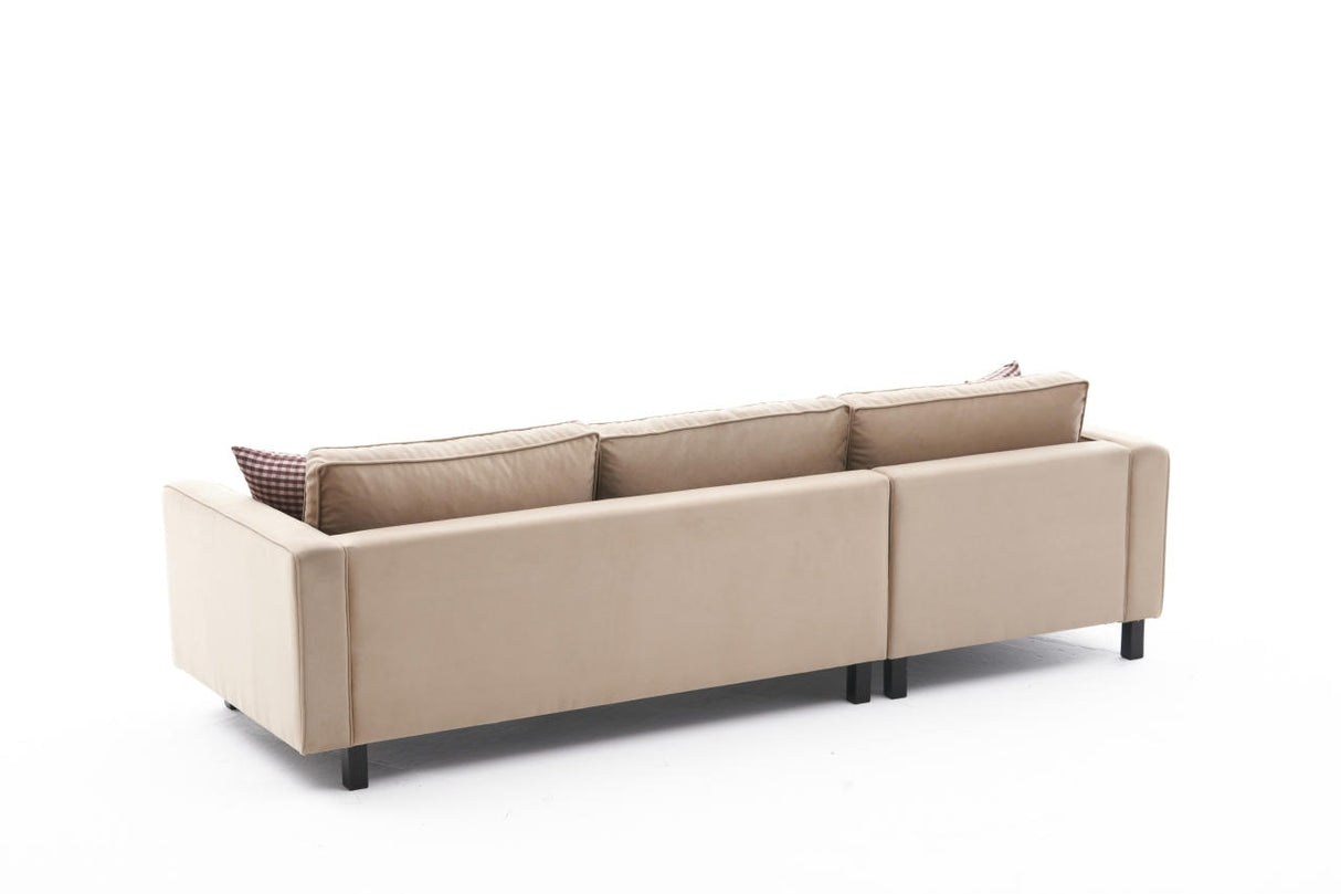 Ecksofa Links Kahl Velvet Crème