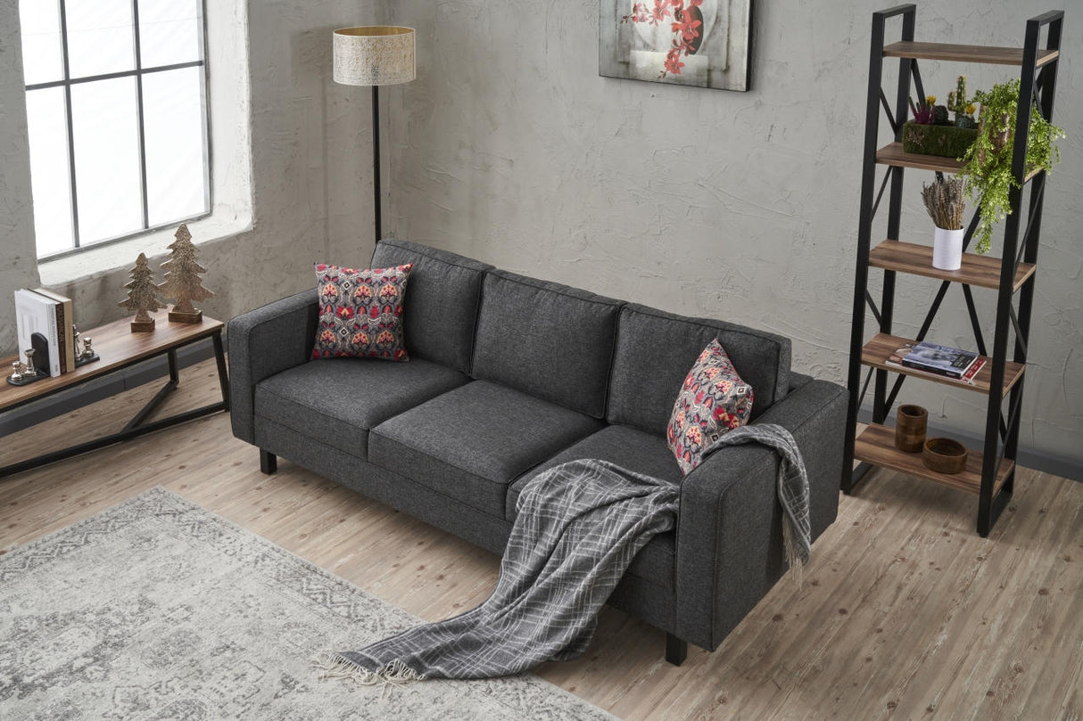 3-Sitzer Sofa Kale Leinenstoff anthrazit - bequeme Kissen