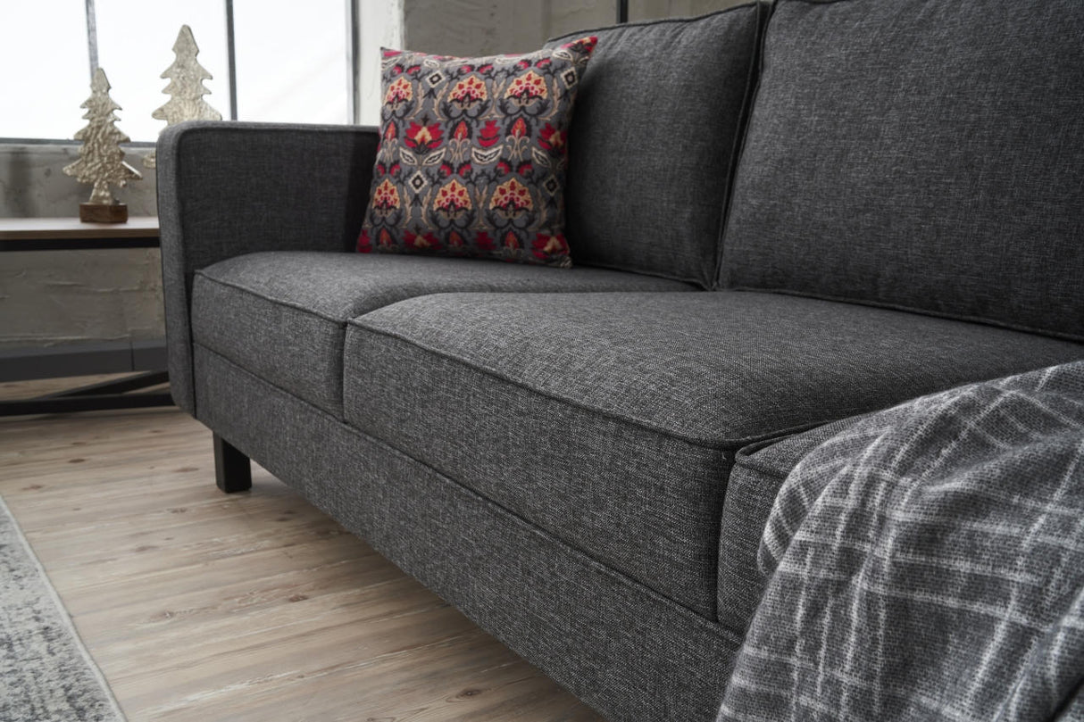 3-Sitzer Sofa Kale Leinenstoff anthrazit - bequeme Kissen