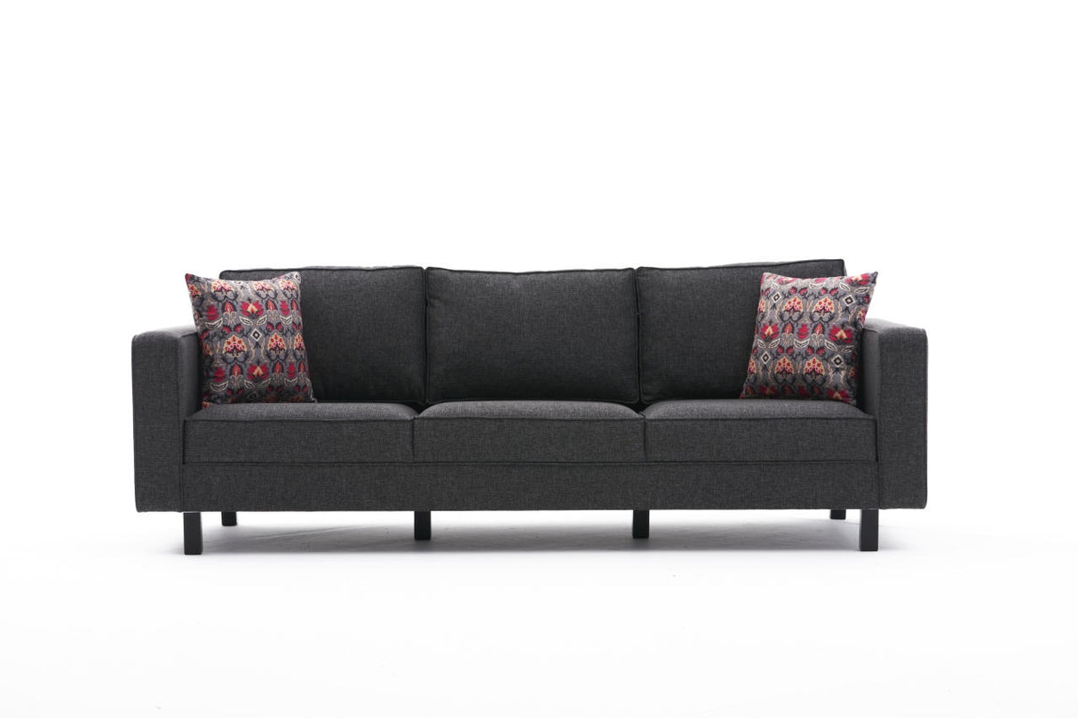 3-Sitzer Sofa Kale Leinenstoff anthrazit - bequeme Kissen