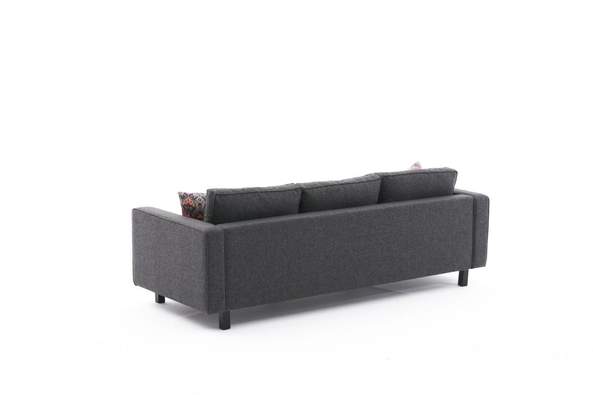 3-Sitzer Sofa Kale Leinenstoff anthrazit - bequeme Kissen