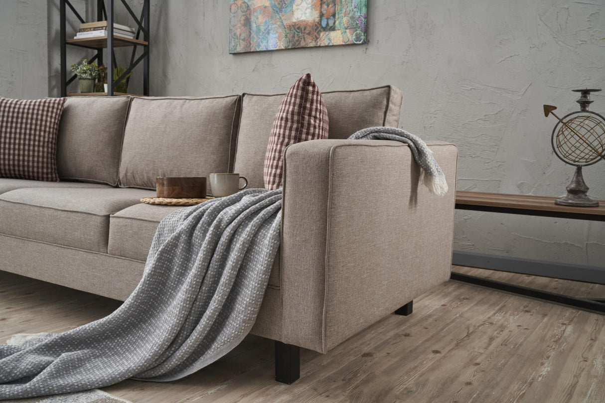 3-Sitzer Sofa Kale Leinenstoff Taupe - bequeme Kissen