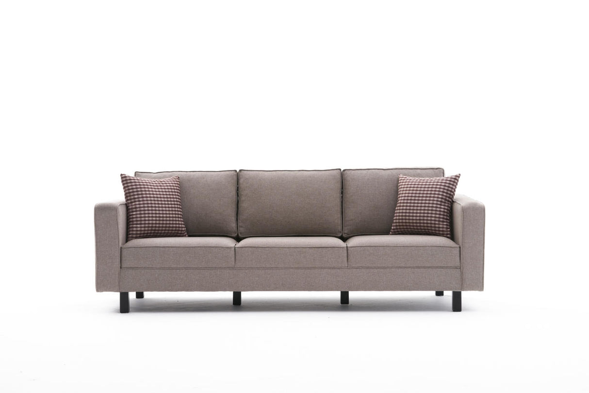 3-Sitzer Sofa Kale Leinenstoff Taupe - bequeme Kissen