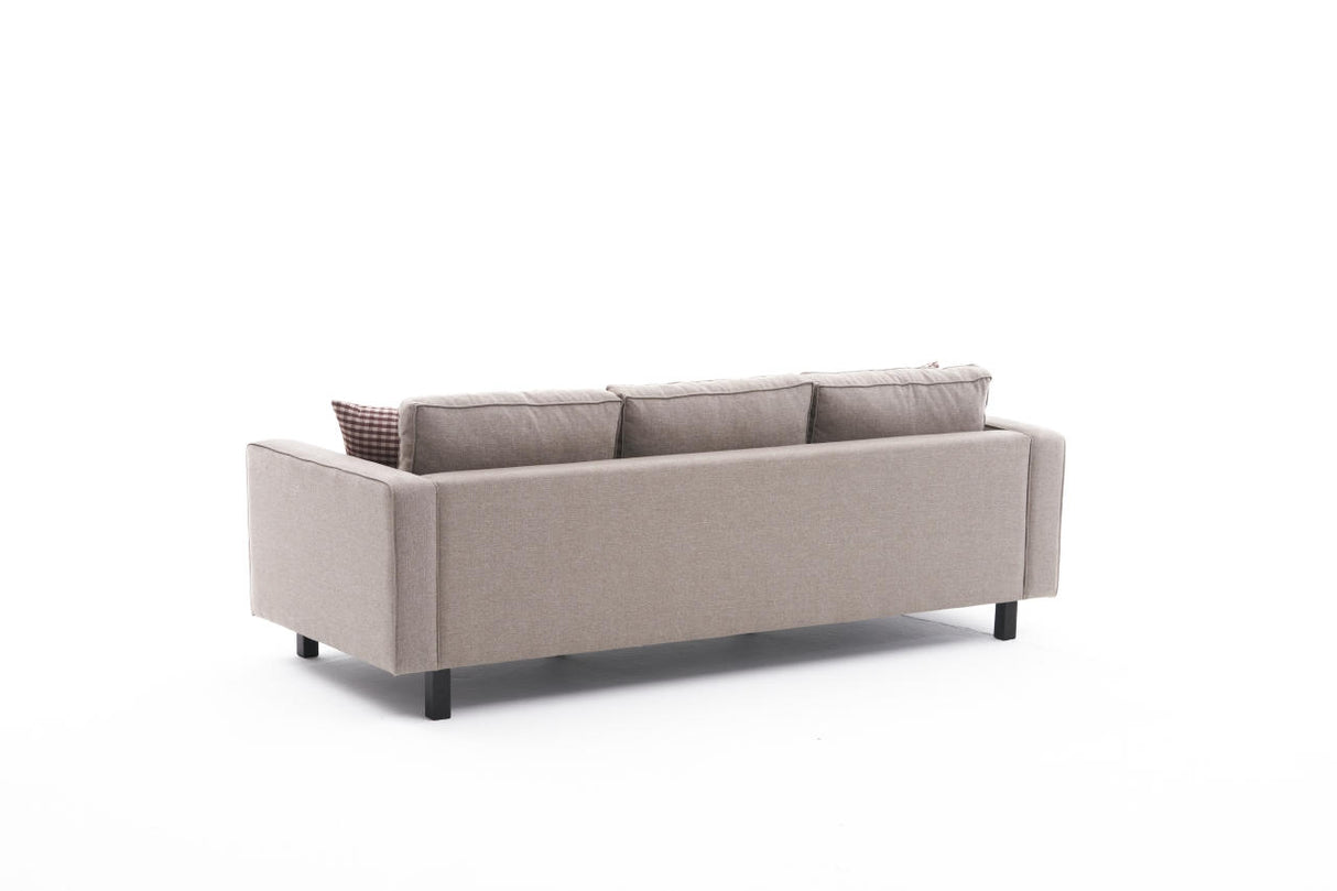 3-Sitzer Sofa Kale Leinenstoff Taupe - bequeme Kissen