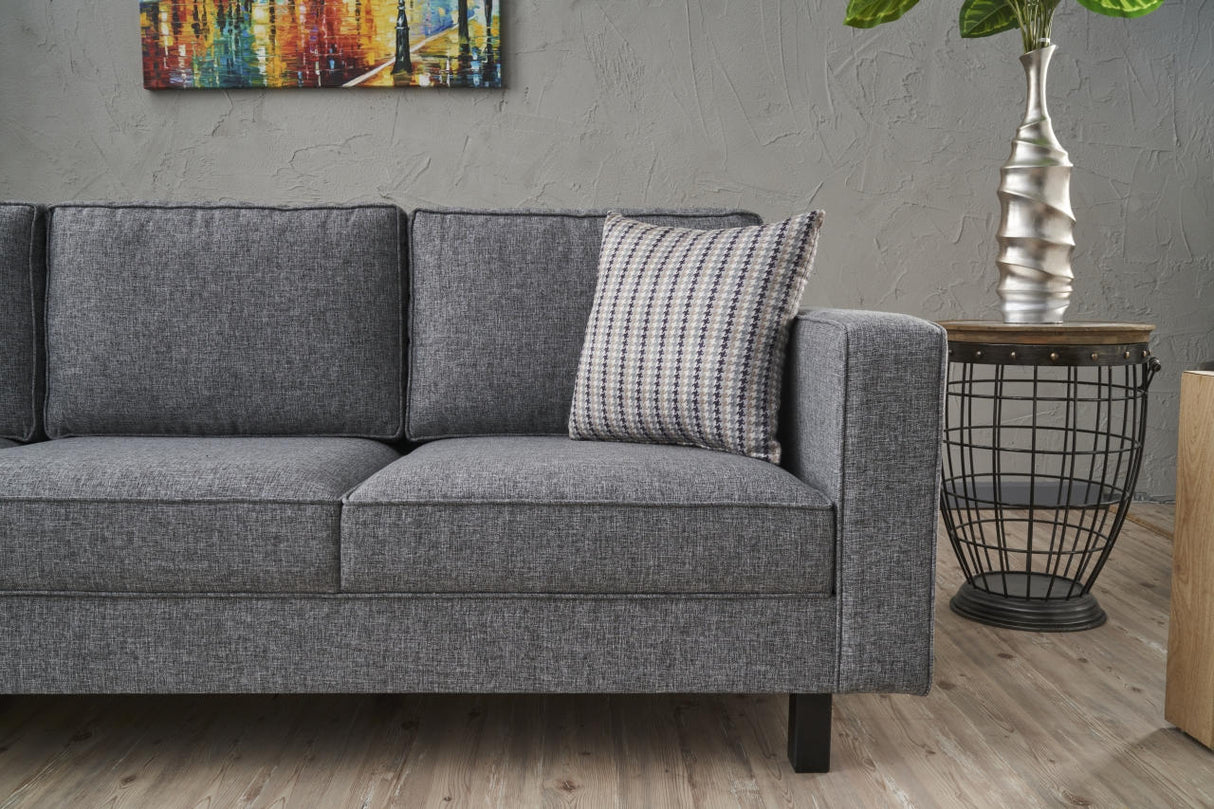 3-Sitzer Sofa Kale Leinenstoff grau - bequeme Kissen