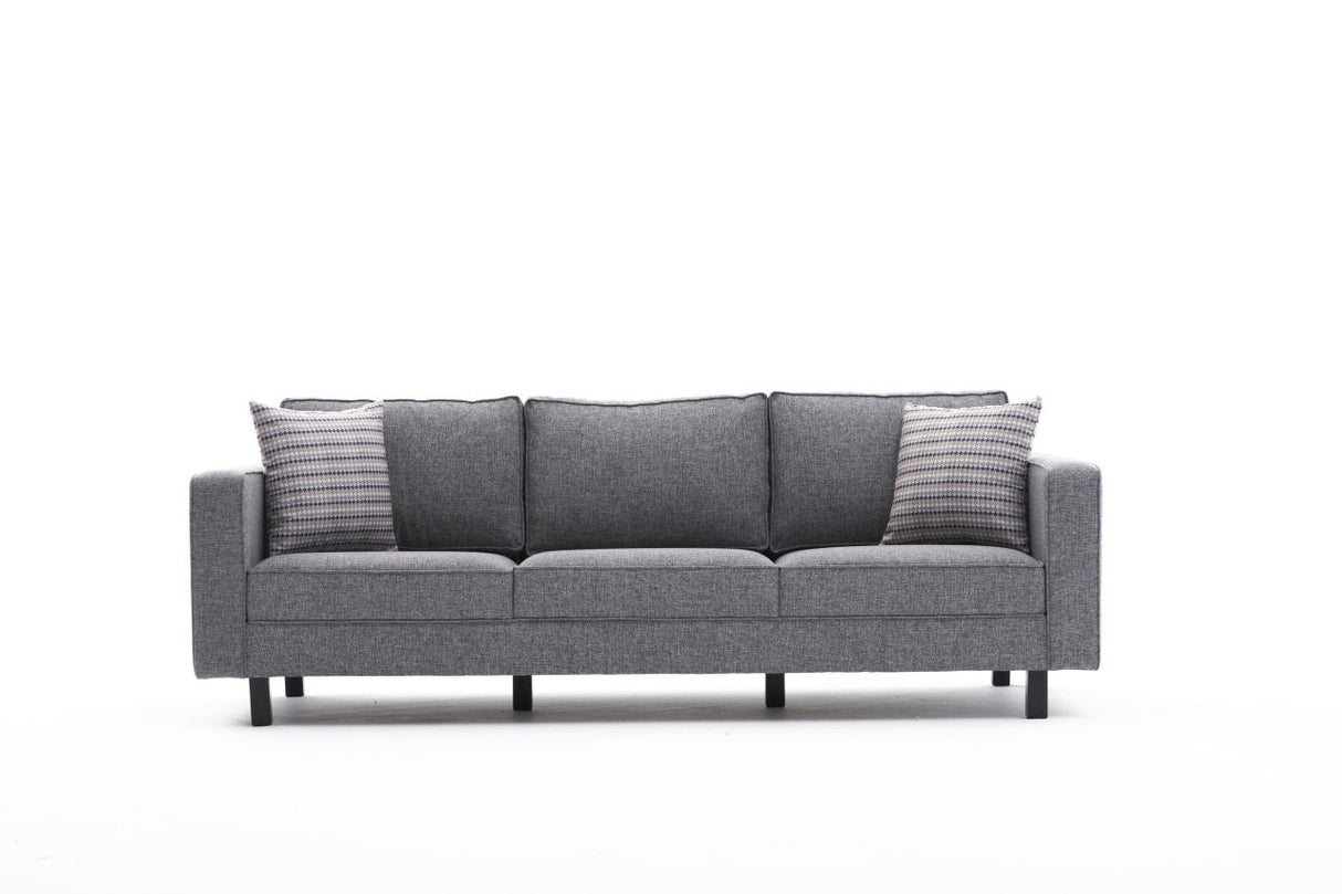 3-Sitzer Sofa Kale Leinenstoff grau - bequeme Kissen