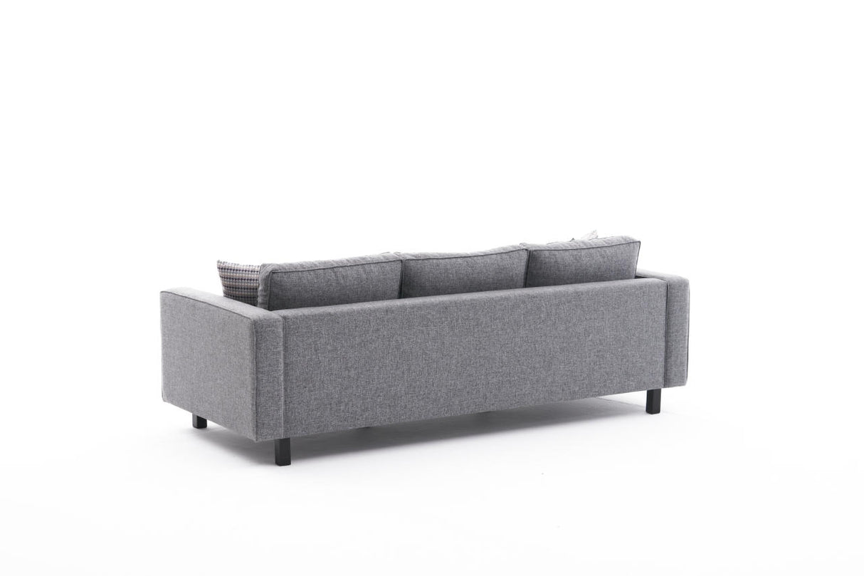 3-Sitzer Sofa Kale Leinenstoff grau - bequeme Kissen