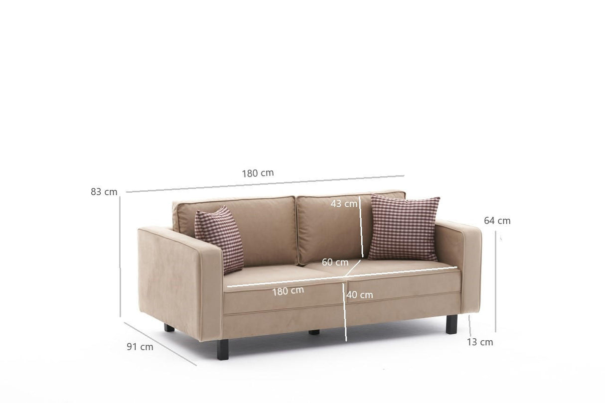 2-Sitzer Sofa Kahl Velvet Creme